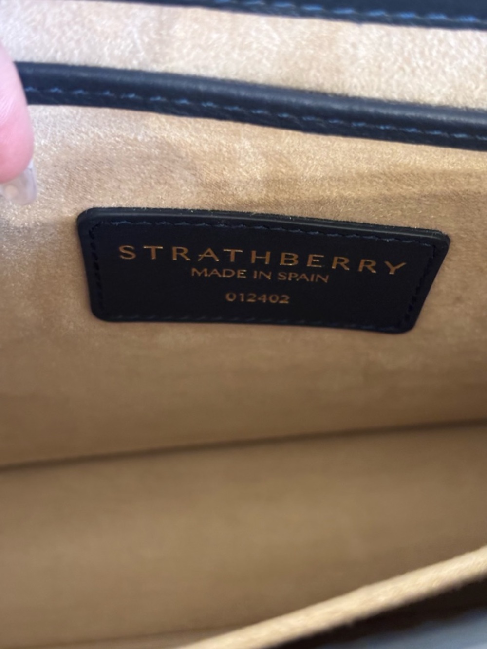 Strathberry Crescent Leather Shoulder Bag Navy Gold Hardware Crossbody - Picture 8 of 15
